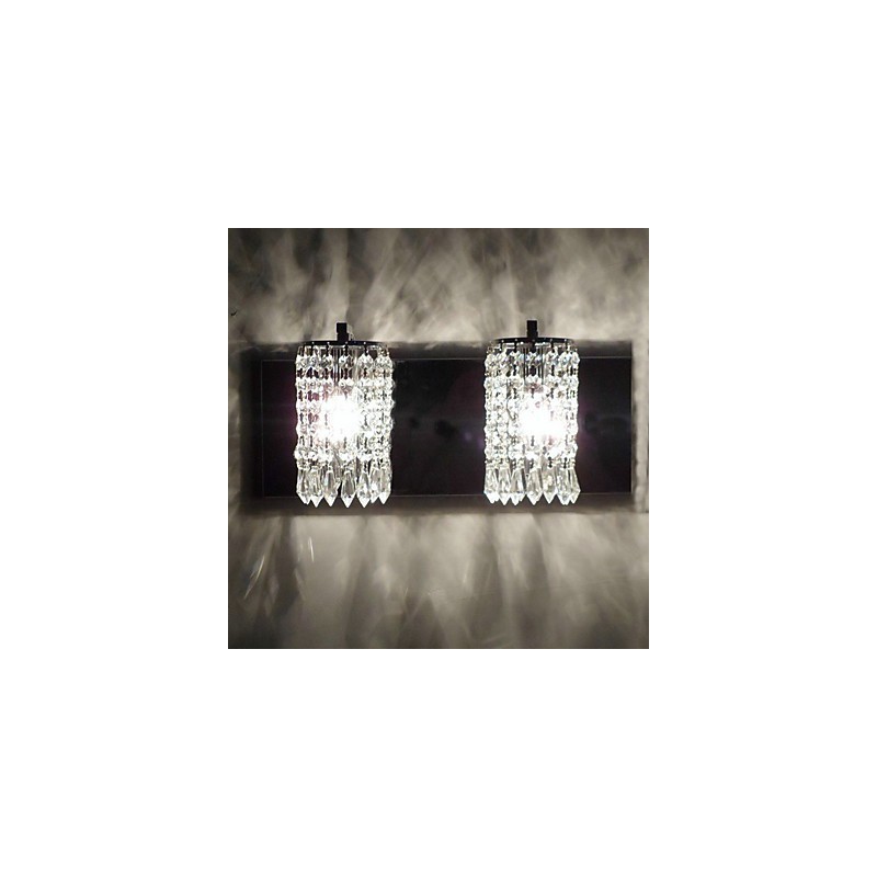 Modern Wall Light with Crystal Pendants and 2 Lights in Polished Chrome