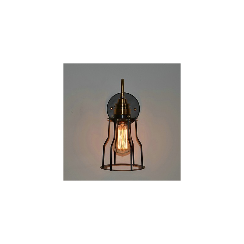 Minimalist Artistic Wall Light with Black Metal Skeleton Shade