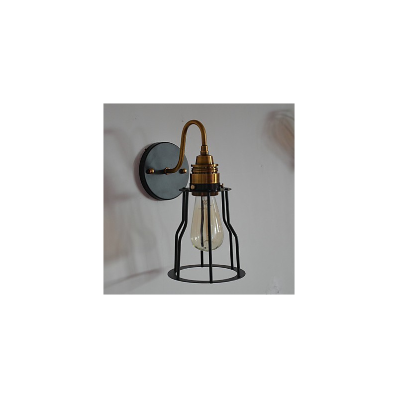 Minimalist Artistic Wall Light with Black Metal Skeleton Shade