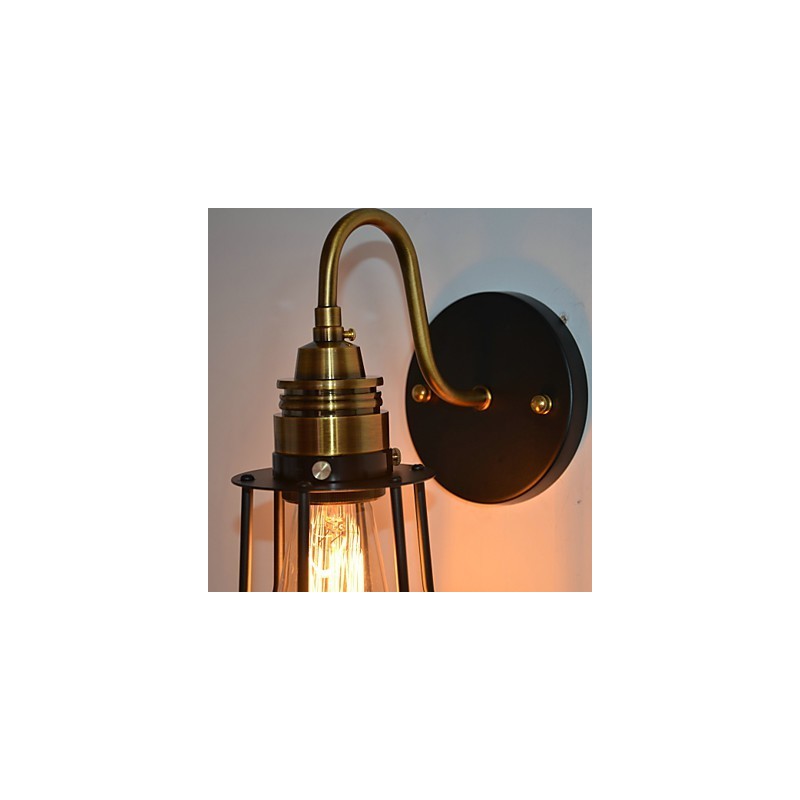 Minimalist Artistic Wall Light with Black Metal Skeleton Shade
