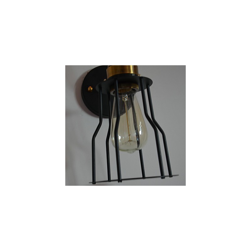 Minimalist Artistic Wall Light with Black Metal Skeleton Shade
