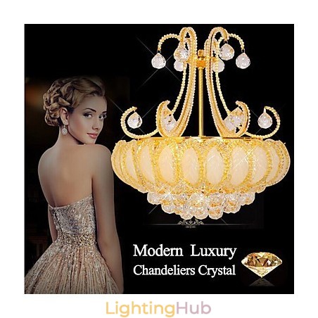 Modern Luxury Chandelier Crystal Pendant Light Diameter 50CM Contains 8 Bulbs