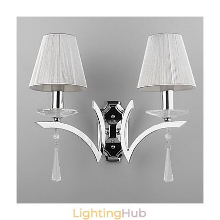Elegant Wall Light with 2 Lights Crystal Drops Decorated Elegant Wall Light with 2 Lights Crystal Drops Decorated