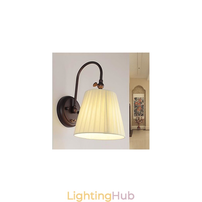Iron Wall Lamp with Fabric Shade in 1 Light