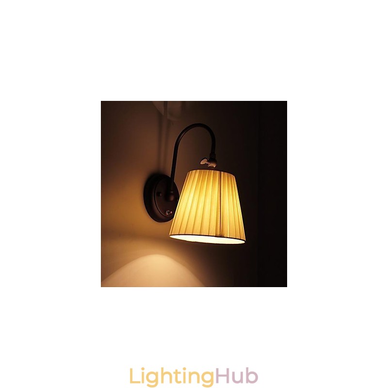 Iron Wall Lamp with Fabric Shade in 1 Light