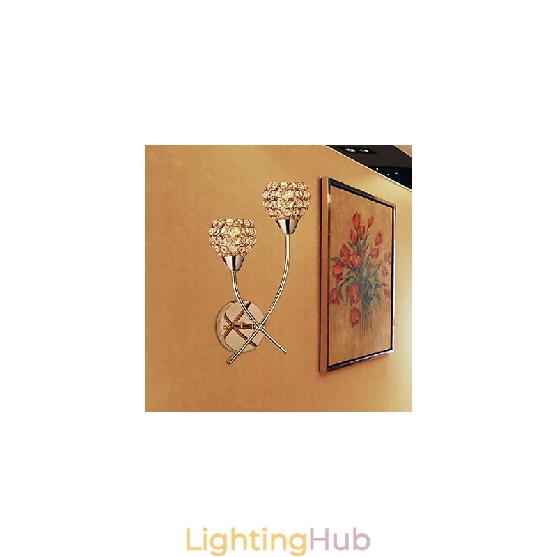 Crystal Golden Wall Light In 2 Light