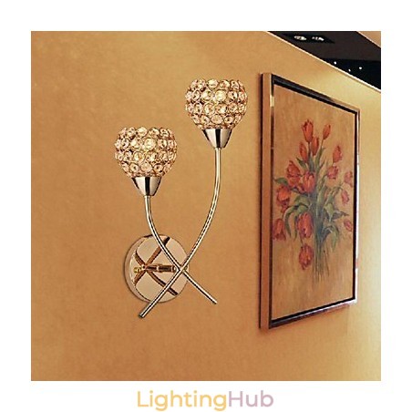 Crystal Golden Wall Light In 2 Light Crystal Golden Wall Light In 2 Light