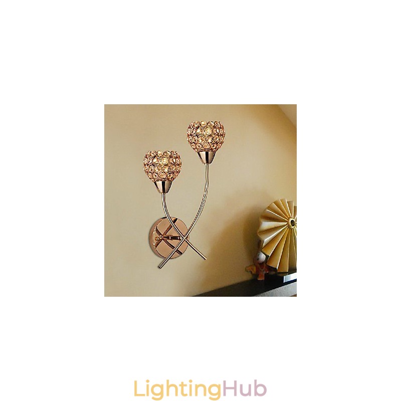 Crystal Golden Wall Light In 2 Light