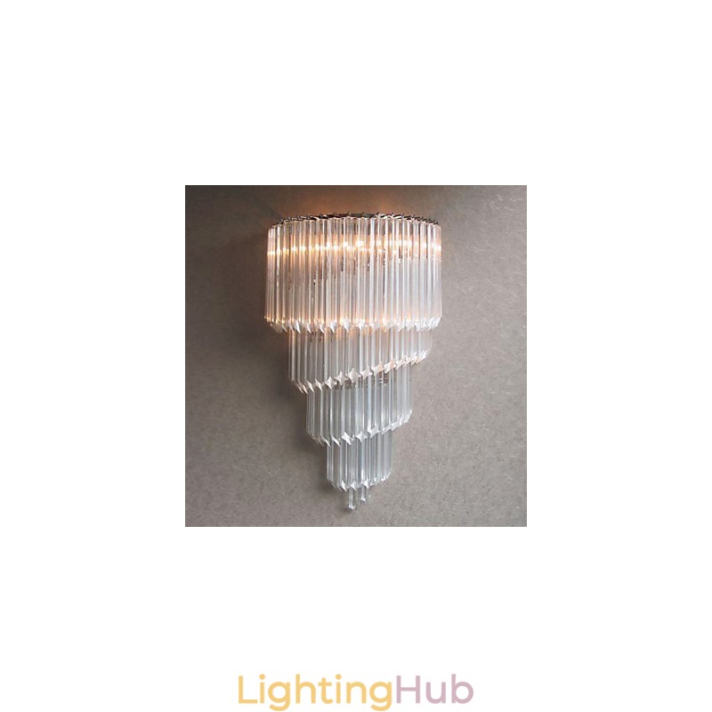 Chrome Finish Wall Light with Crystal Glass Strips and 3 Lights