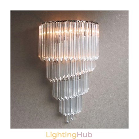 Chrome Finish Wall Light with Crystal Glass Strips and 3 Lights