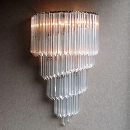 Chrome Finish Wall Light with Crystal Glass Strips and 3 Lights