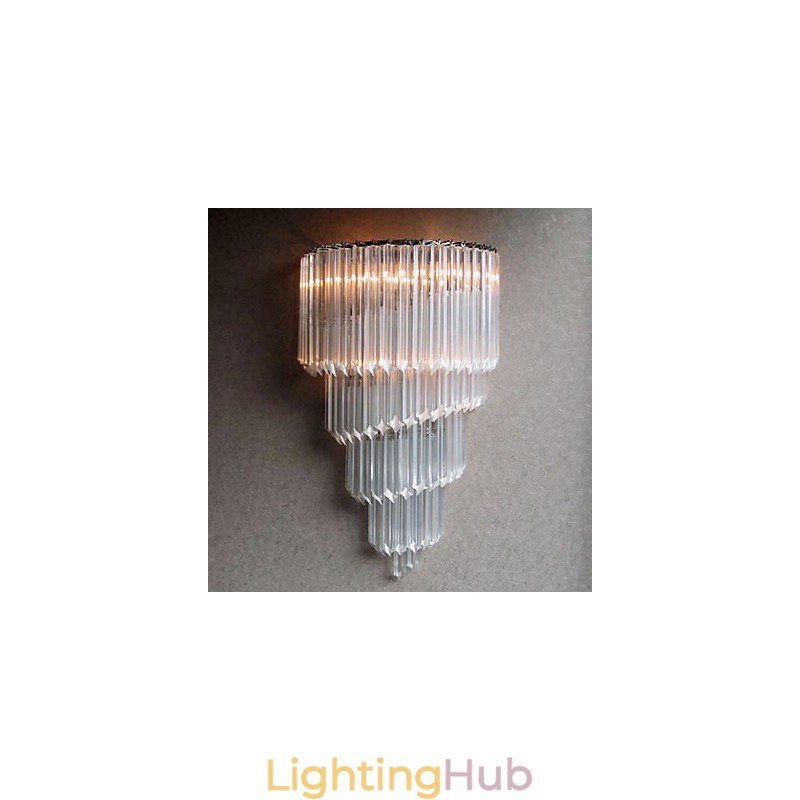 Chrome Finish Wall Light with Crystal Glass Strips and 3 Lights