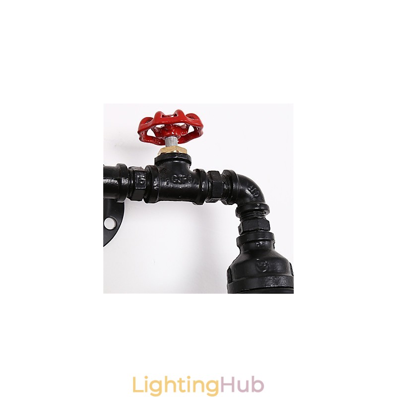 Vintage Industrial Pipe Wall Lights Black Creative Lights Restaurant Cafe Bar Decoration lighting With 2 Light Painted Finish