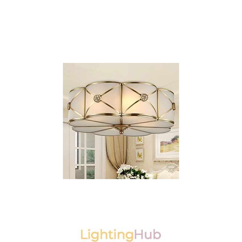 Traditional Classic Rustic Lodge Brass Metal Flush Mount