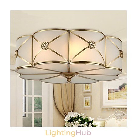 Traditional Classic Rustic Lodge Brass Metal Flush Mount