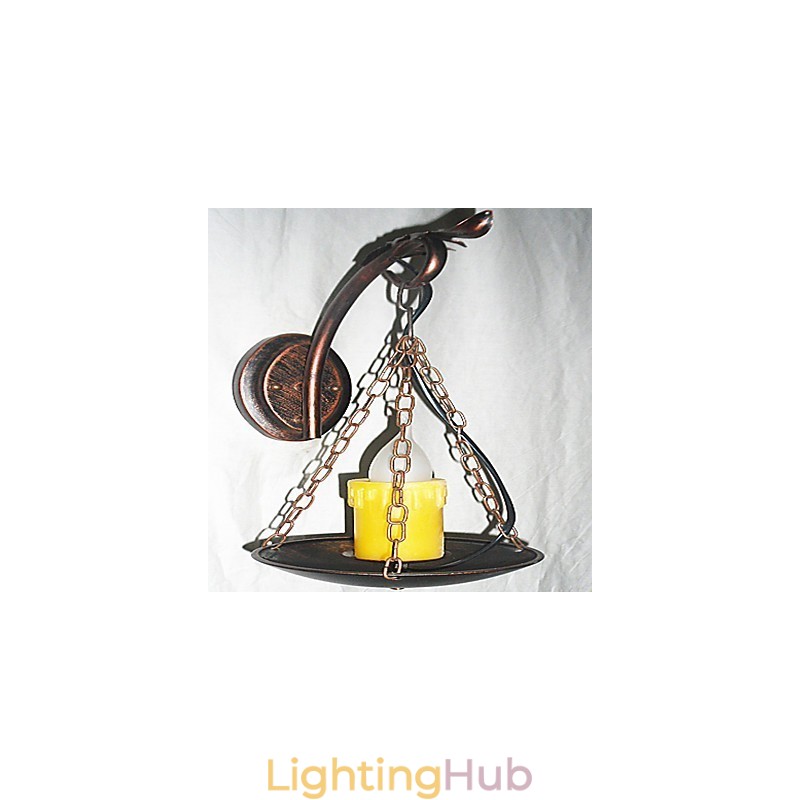 Rustic Lodge Painting Feature for Mini Style Uplight Wall Sconces Wall Light