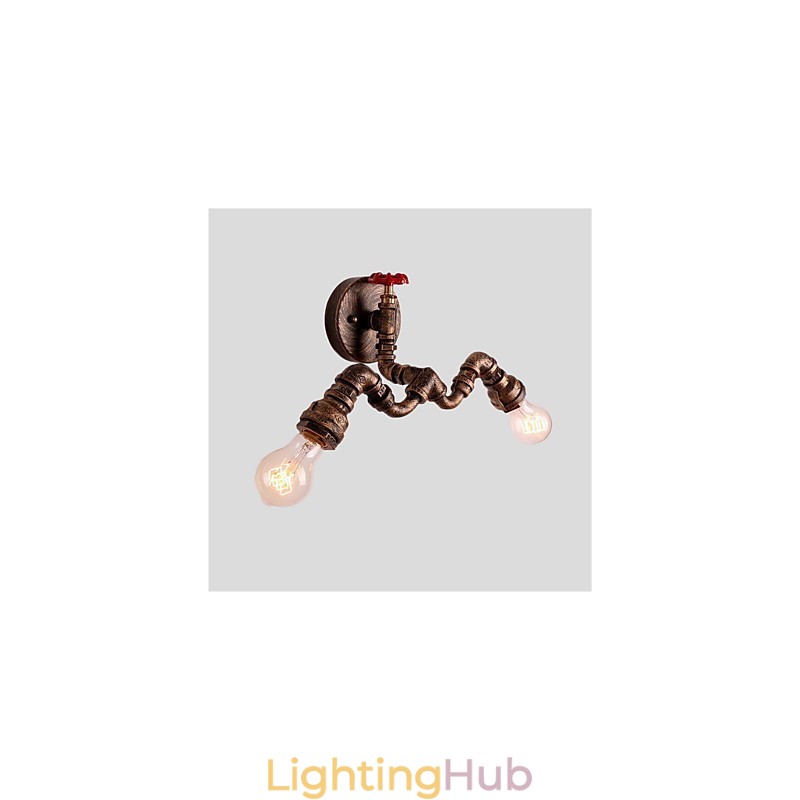 Vintage Industrial Pipe Wall Lights Creative Lights Restaurant Cafe Bar Decoration lighting With 2 Light Painted Finish