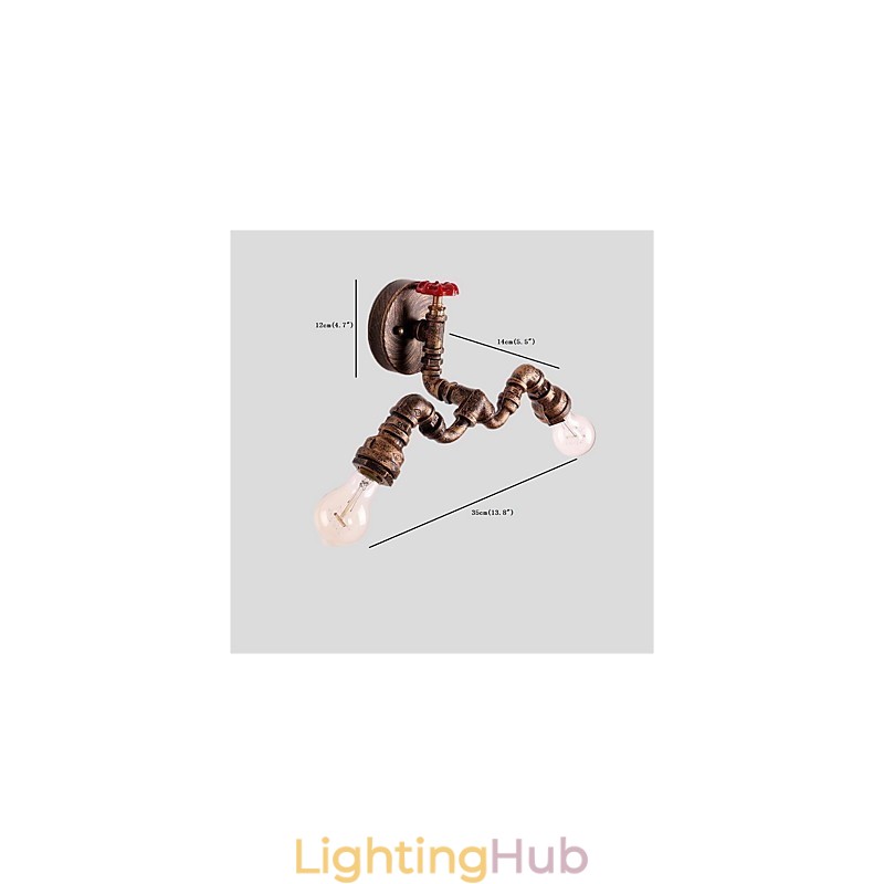 Vintage Industrial Pipe Wall Lights Creative Lights Restaurant Cafe Bar Decoration lighting With 2 Light Painted Finish
