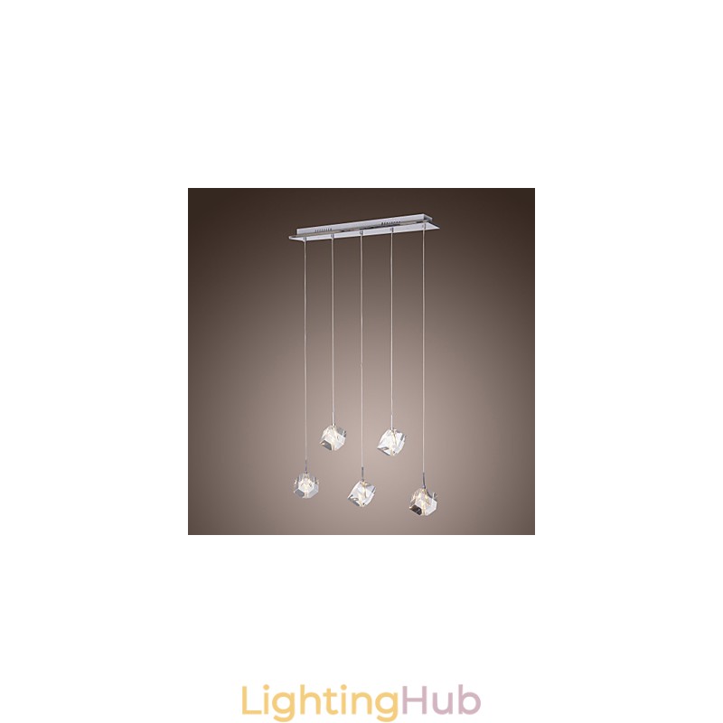 Modern Contemporary Island Crystal Chrome Pendant Light