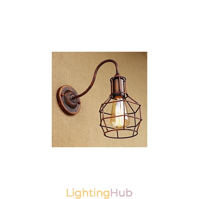 Iron Art Long Arm Nostalgic And Retro Creative Character Rust Color Study Sitting Room Head Of The American Wall Lamp