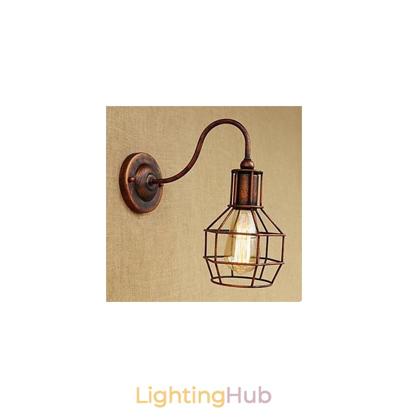 Iron Art Long Arm Nostalgic And Retro Creative Character Rust Color Study Sitting Room Head Of The American Wall Lamp
