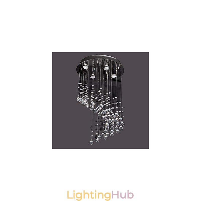 Modern Contemporary Crystal Chrome Metal Flush Mount
