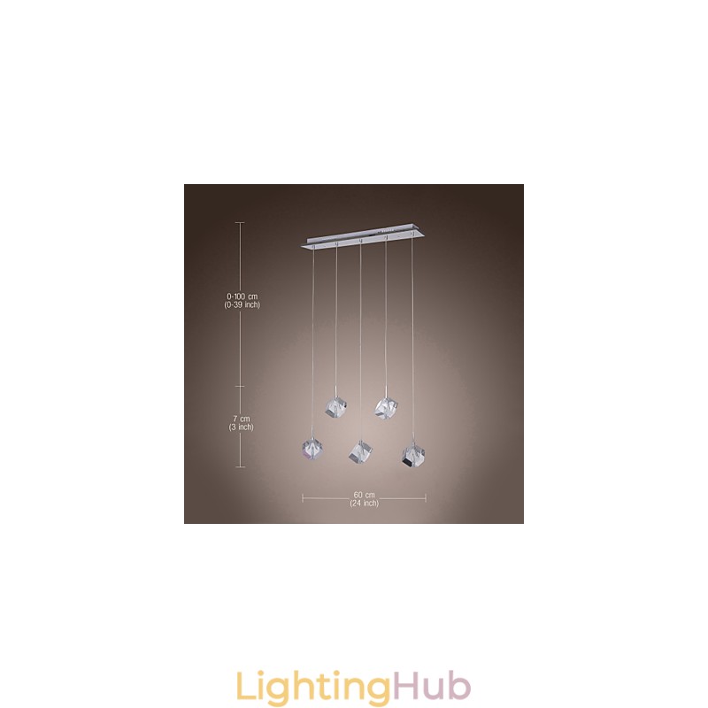Modern Contemporary Island Crystal Chrome Pendant Light