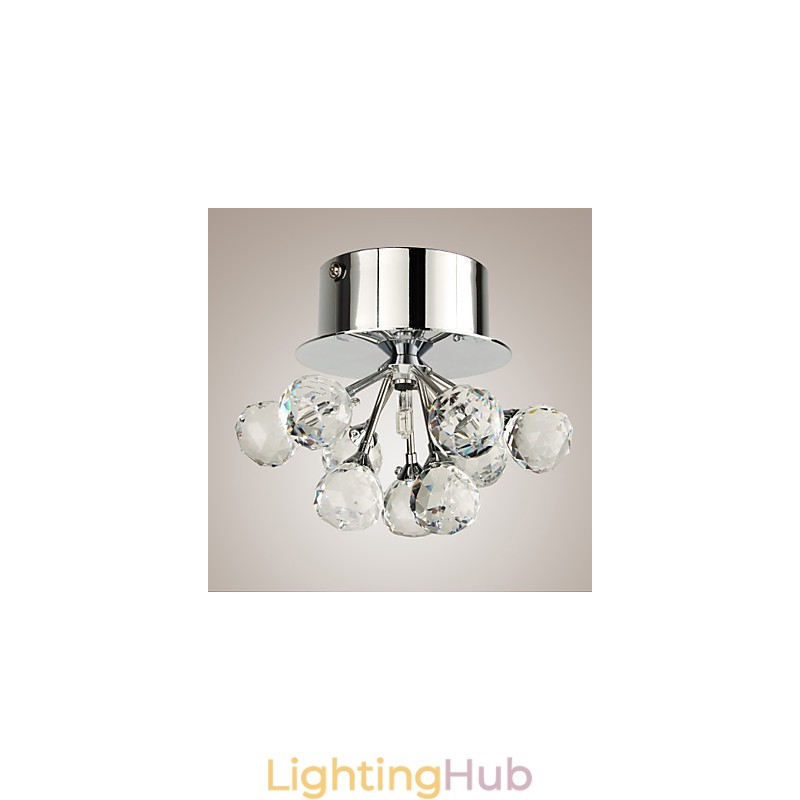 Modern Contemporary Crystal Mini Style Chrome Metal Flush Mount