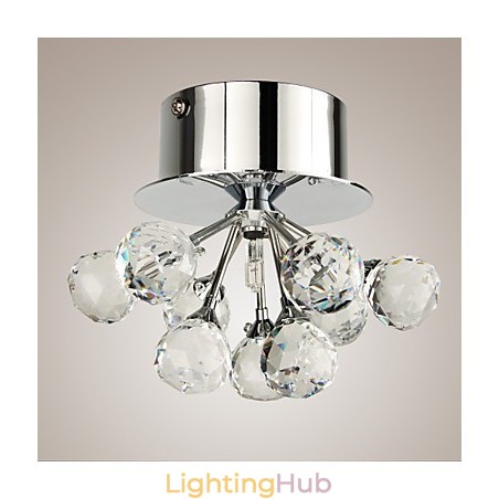 Modern Contemporary Crystal Mini Style Chrome Metal Flush Mount Modern Contemporary Crystal Mini Style Chrome Metal Flush Mount