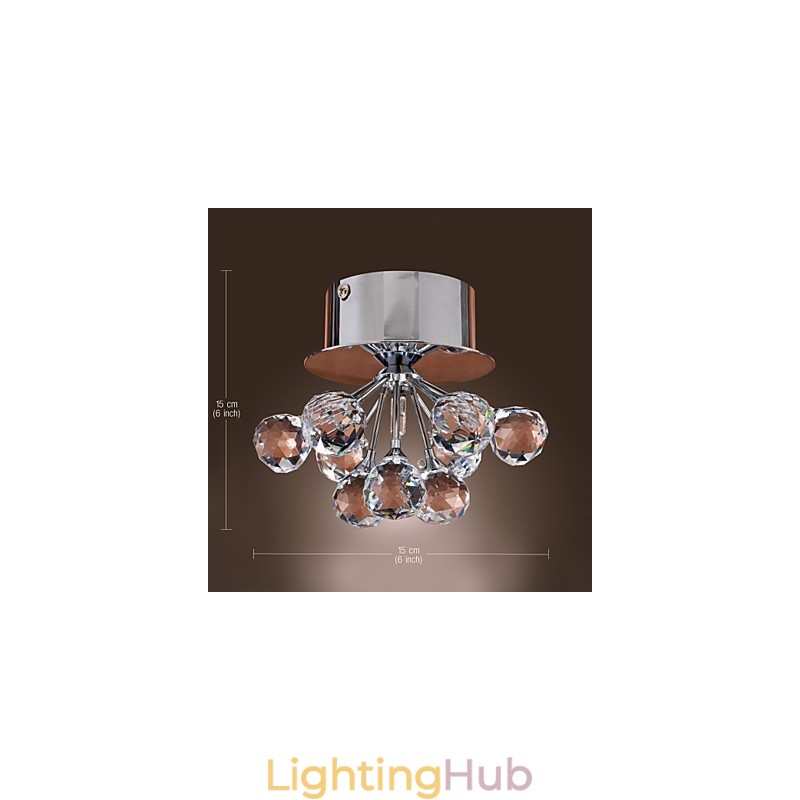 Modern Contemporary Crystal Mini Style Chrome Metal Flush Mount