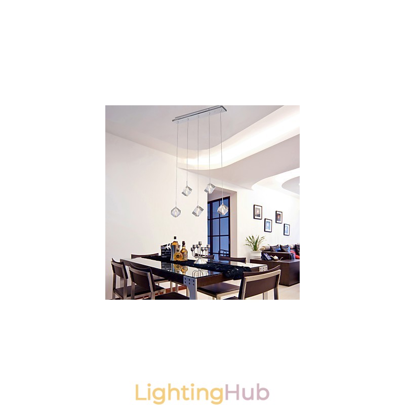 Modern Contemporary Island Crystal Chrome Pendant Light