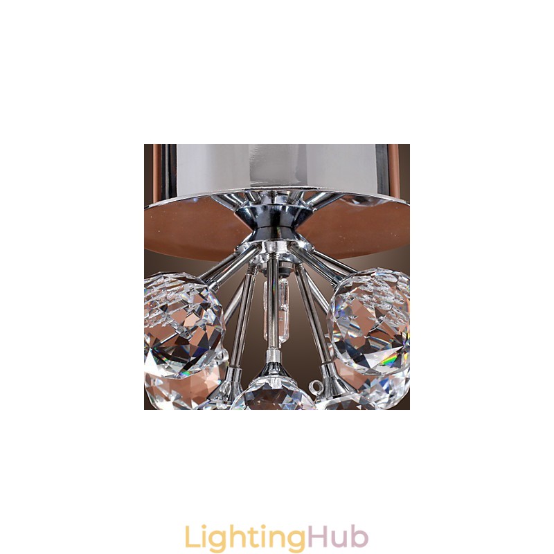 Modern Contemporary Crystal Mini Style Chrome Metal Flush Mount