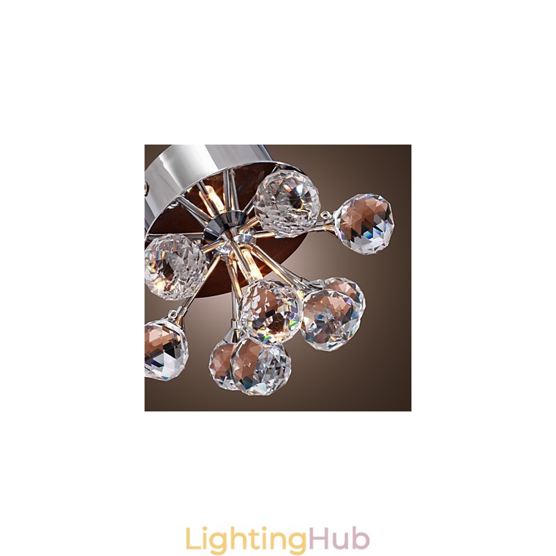 Modern Contemporary Crystal Mini Style Chrome Metal Flush Mount