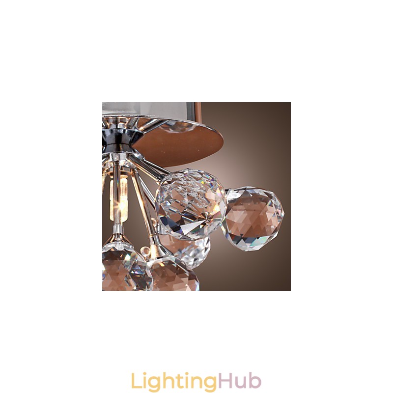 Modern Contemporary Crystal Mini Style Chrome Metal Flush Mount