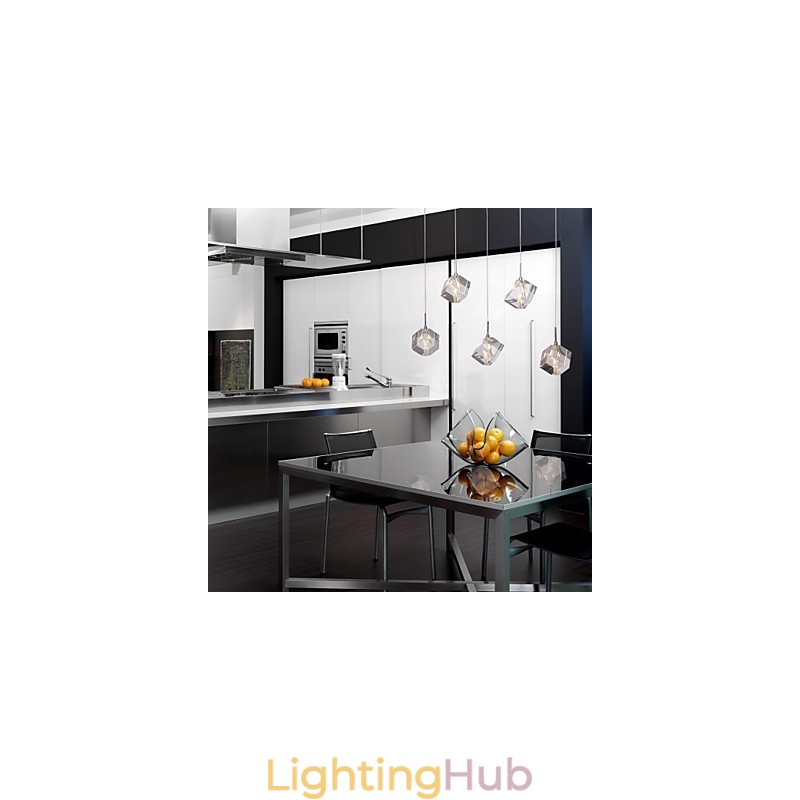 Modern Contemporary Island Crystal Chrome Pendant Light