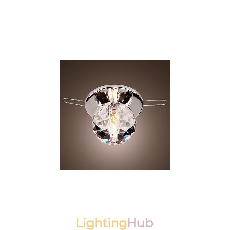 Modern Contemporary Crystal Mini Style Chrome Metal Flush Mount