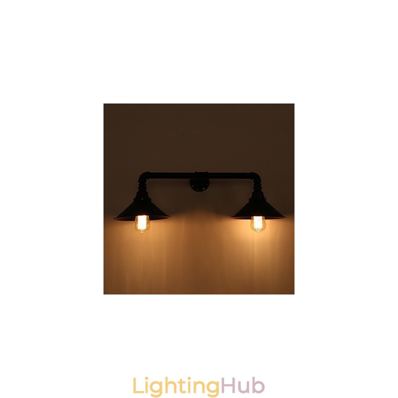 2 Heads Retro Industrial Pipe Wall Lights Simple Loft Black Metal Dining Room Kitchen Bar Cafe Decoration lighting