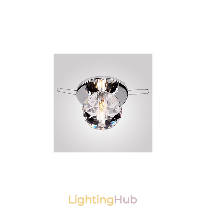 Modern Contemporary Crystal Mini Style Chrome Metal Flush Mount