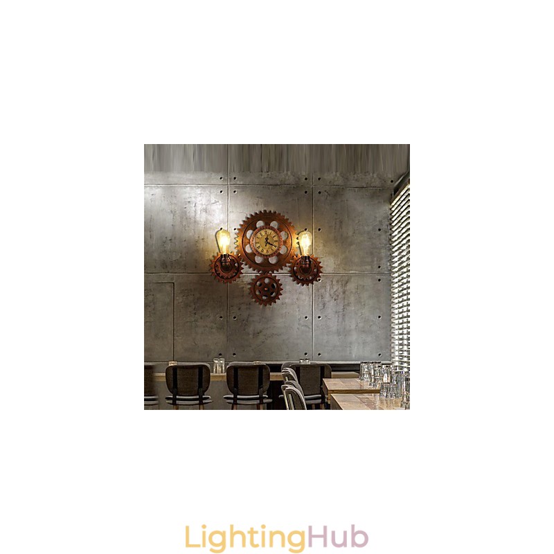 Vintage Industrial Wall Lights Wood Gear Shape Creative turnable Lights Restaurant Cafe Bar Decoration lighting