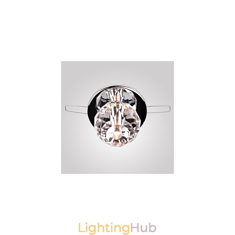 Modern Contemporary Crystal Mini Style Chrome Metal Flush Mount