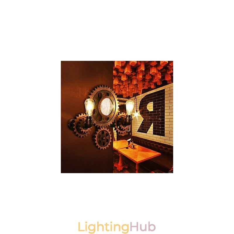 Vintage Industrial Wall Lights Wood Gear Shape Creative turnable Lights Restaurant Cafe Bar Decoration lighting