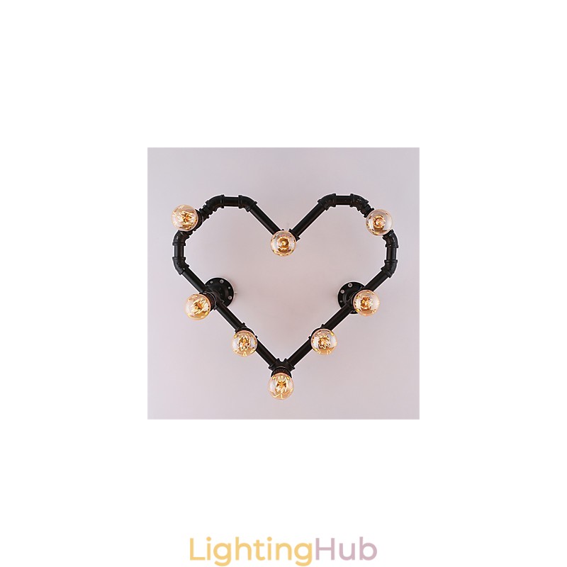 Vintage Water Pipe Loving Heart Creative Wall Lights Industrial Living Room Restaurant Bars Cafe decoration Wall Sconces