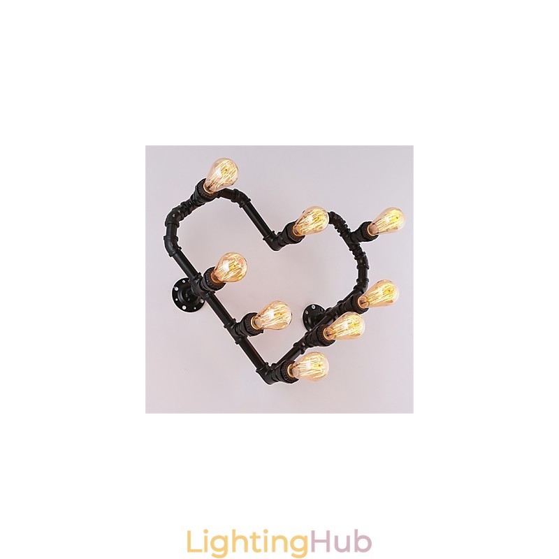 Vintage Water Pipe Loving Heart Creative Wall Lights Industrial Living Room Restaurant Bars Cafe decoration Wall Sconces