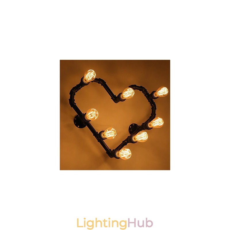 Vintage Water Pipe Loving Heart Creative Wall Lights Industrial Living Room Restaurant Bars Cafe decoration Wall Sconces