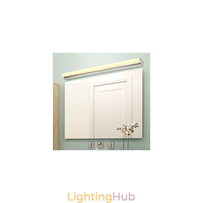 Integrated Modern Contemporary Chrome Feature for Ambient Light Bathroom Lighting Wall Light