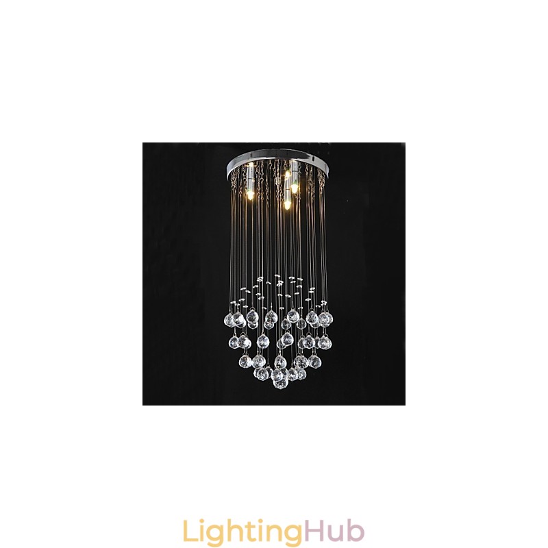 Traditional Classic Crystal Chrome Metal Flush Mount