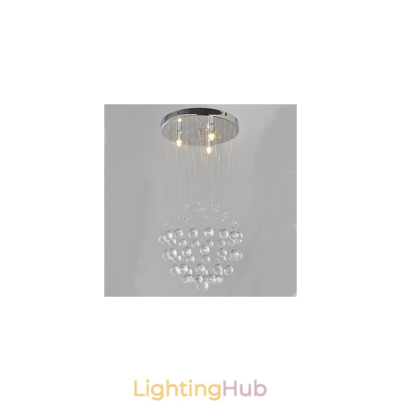 Traditional Classic Crystal Chrome Metal Flush Mount