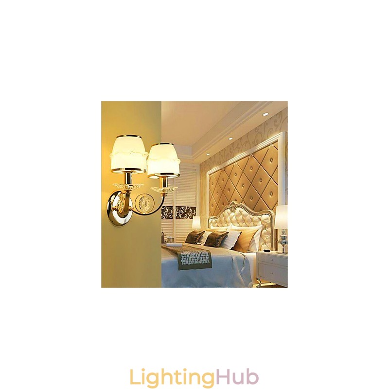 Modern Contemporary Electroplated Feature for Crystal Swing Arm Eye Protection Ambient Light Wall LightsWall