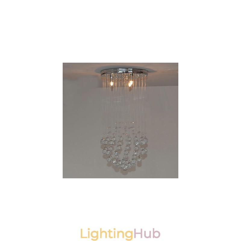 Traditional Classic Crystal Chrome Metal Flush Mount