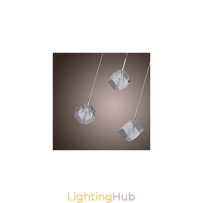 Modern Contemporary Island Crystal Chrome Pendant Light